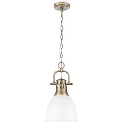 Golden Lighting Duncan 9" Wide Aged Brass and Matte White Mini Pendant