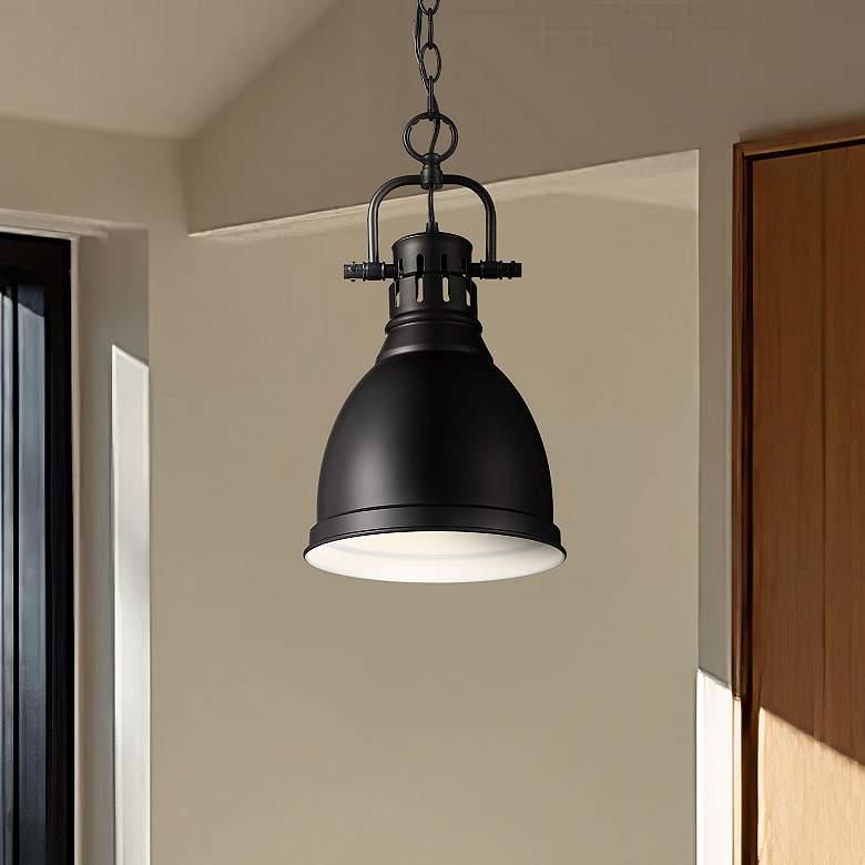 Image 1 Golden Lighting Duncan 9" Wide Matte Black Chain Hung Mini Pendant