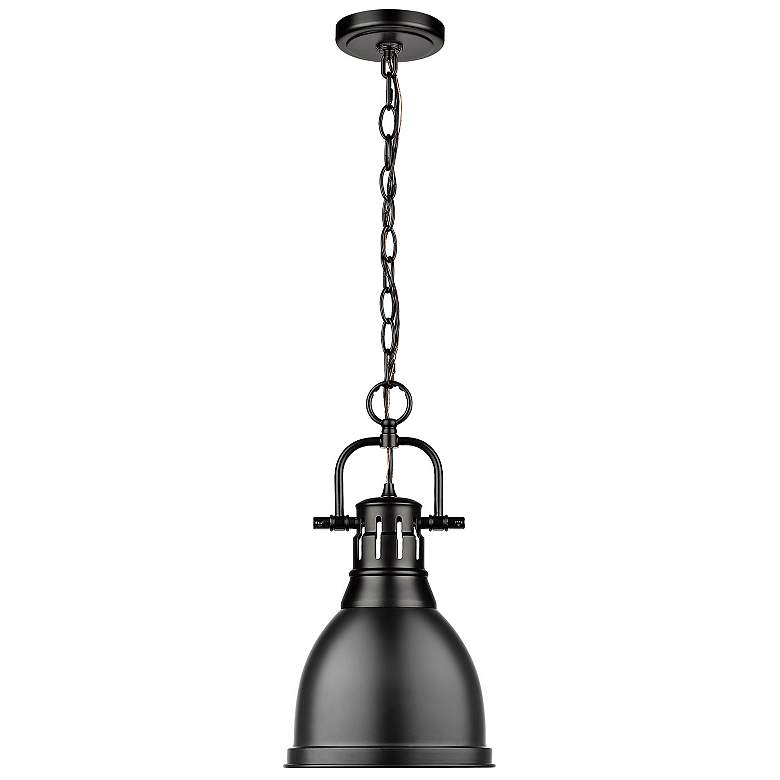 Image 3 Golden Lighting Duncan 9" Wide Matte Black Chain Hung Mini Pendant more views
