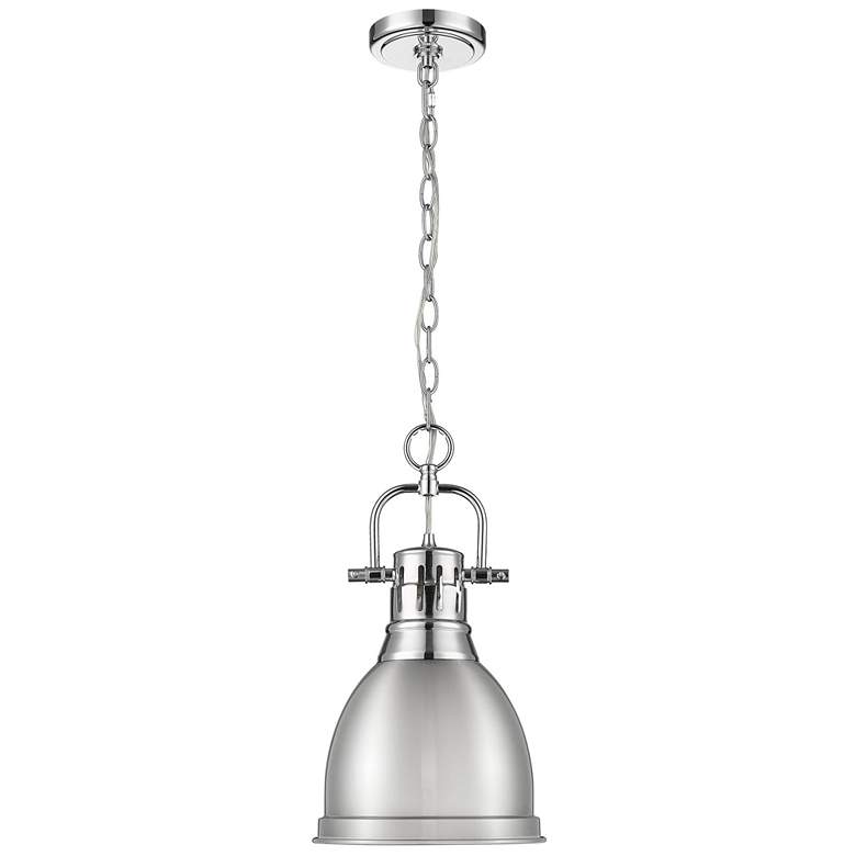 Image 1 Golden Lighting Duncan 9" Wide Pewter and Chrome Mini Pendant