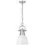 1_Golden Lighting Duncan 9" Wide Pewter and  Matte White Mini Pendant