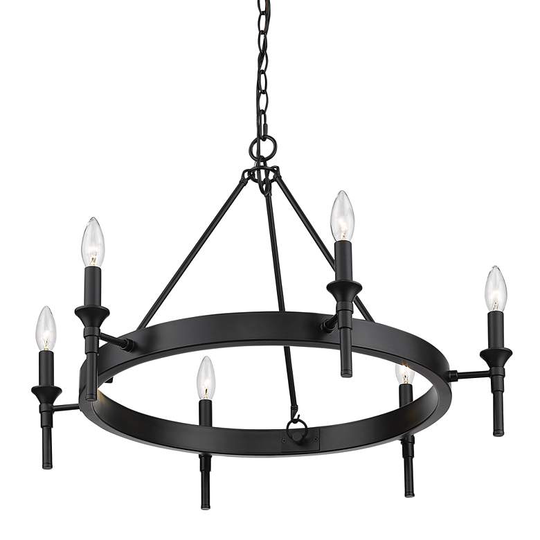 Image 2 Golden Lighting Edinburgh 27 1/4" Matte Black 6-Light Ring Chandelier