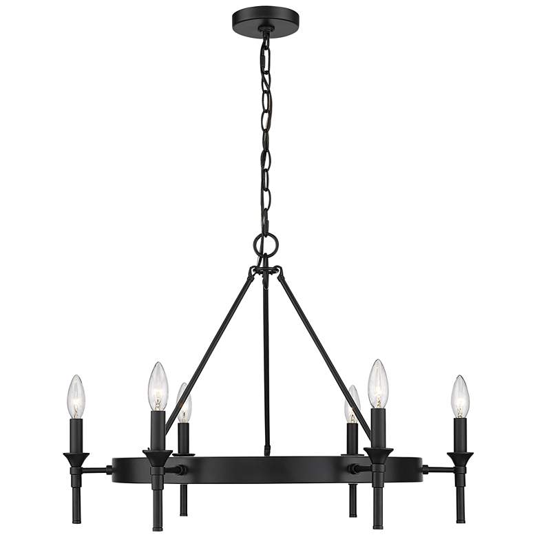 Image 4 Golden Lighting Edinburgh 27 1/4 inch Matte Black 6-Light Ring Chandelier more views