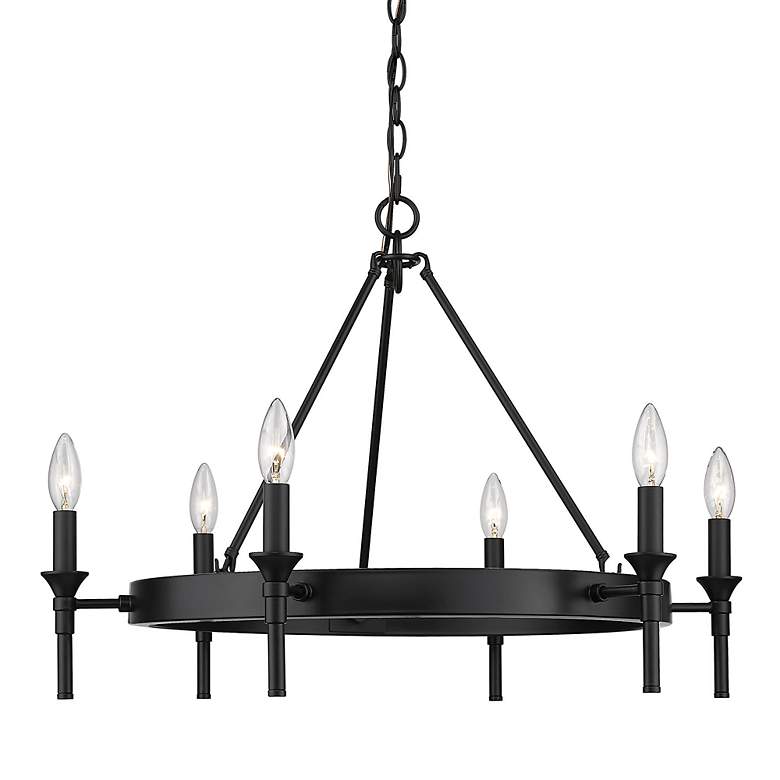 Image 5 Golden Lighting Edinburgh 27 1/4" Matte Black 6-Light Ring Chandelier more views