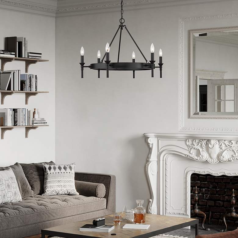 Image 7 Golden Lighting Edinburgh 27 1/4" Matte Black 6-Light Ring Chandelier more views