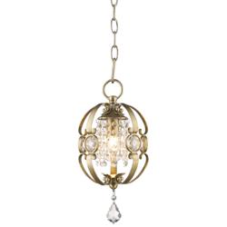 Golden Lighting Ella 7&quot; Traditional White Gold Crystal Mini Pendant