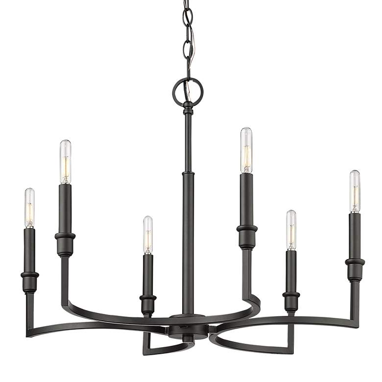 Image 2 Golden Lighting Ellyn 25" Matte Black 6-Light Candelabra Chandelier