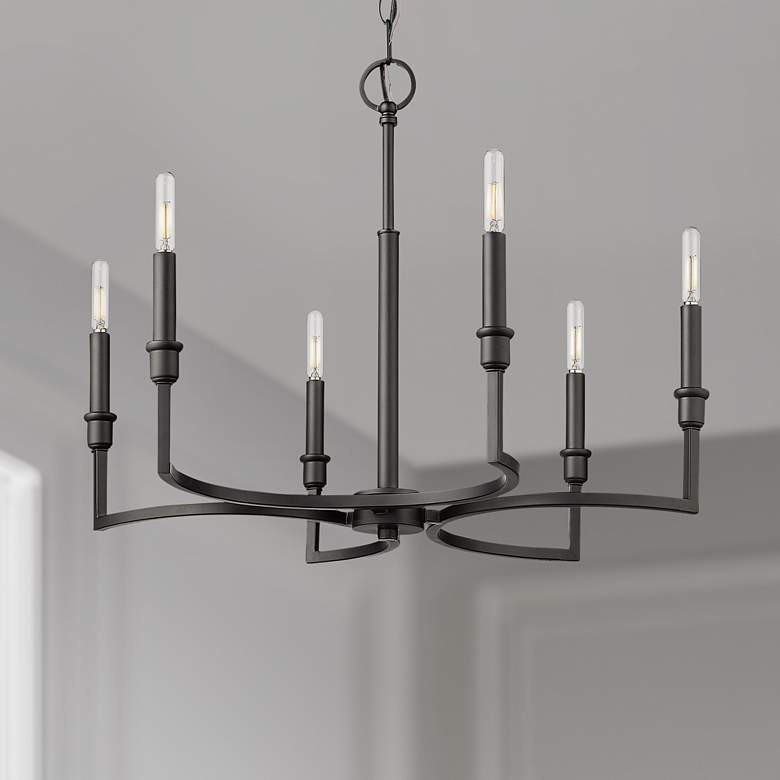 Image 1 Golden Lighting Ellyn 25" Matte Black 6-Light Candelabra Chandelier
