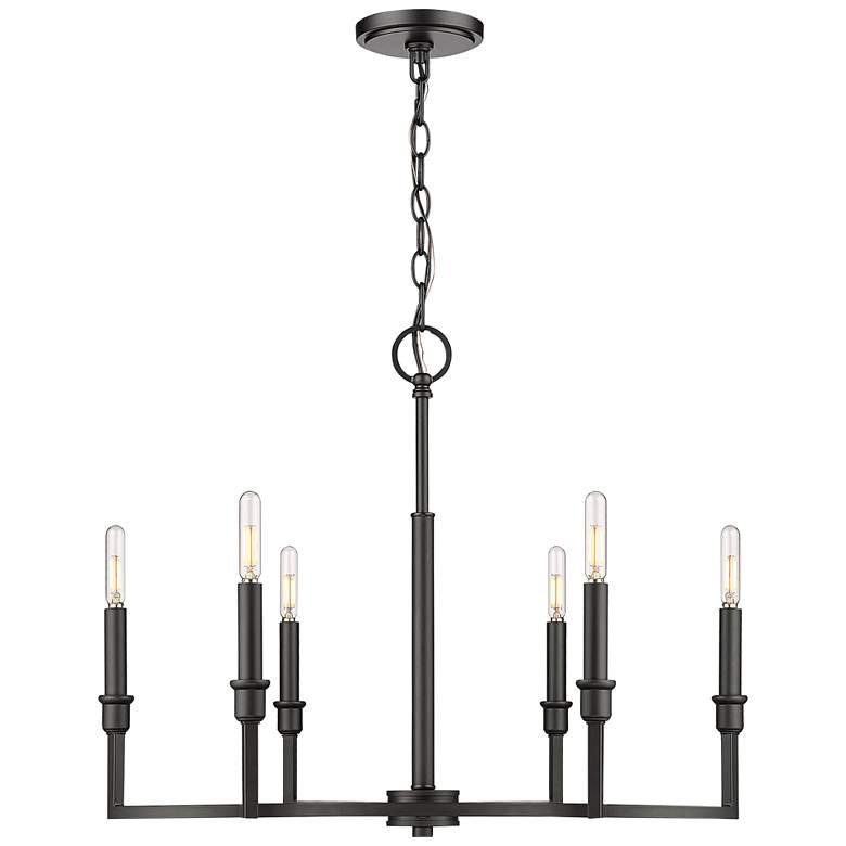 Image 5 Golden Lighting Ellyn 25" Matte Black 6-Light Candelabra Chandelier more views