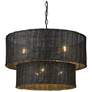 3_Golden Lighting Erma 22 3/8" Matte Black Wicker Drum Chandelier