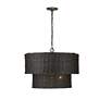 5_Golden Lighting Erma 22 3/8" Matte Black Wicker Drum Chandelier more views
