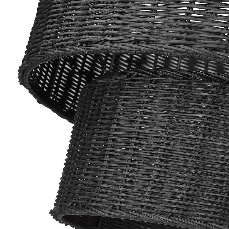 Image 7 Golden Lighting Erma 22 3/8" Matte Black Wicker Drum Chandelier more views