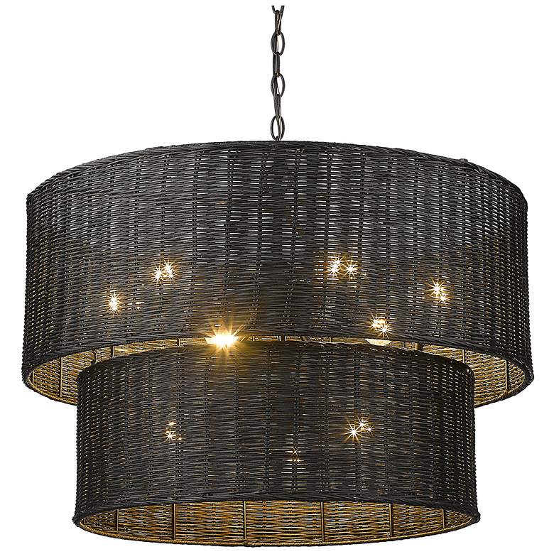 Image 2 Golden Lighting Erma 28 1/2 inch Wide Matte Black 9-Light Chandelier