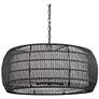 1_Golden Lighting Everly 27" Double Shade Modern Black Rattan Pendant
