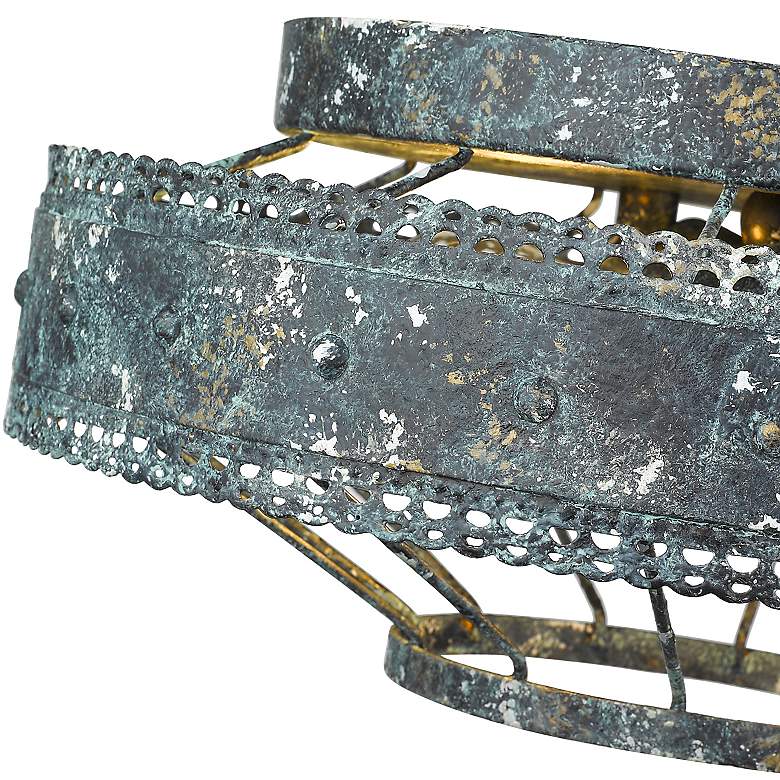 Image 4 Golden Lighting Ferris 14" Blue Verde Patina 2-Light Ceiling Light more views
