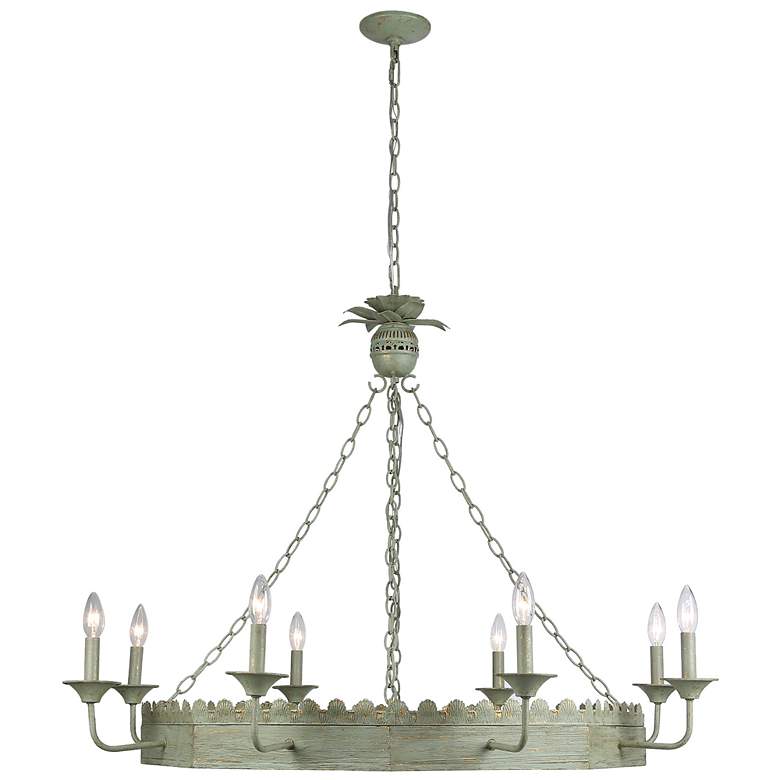 Image 1 Golden Lighting Finley 42" 8-Light Vintage Sage Candelabra Chandelier