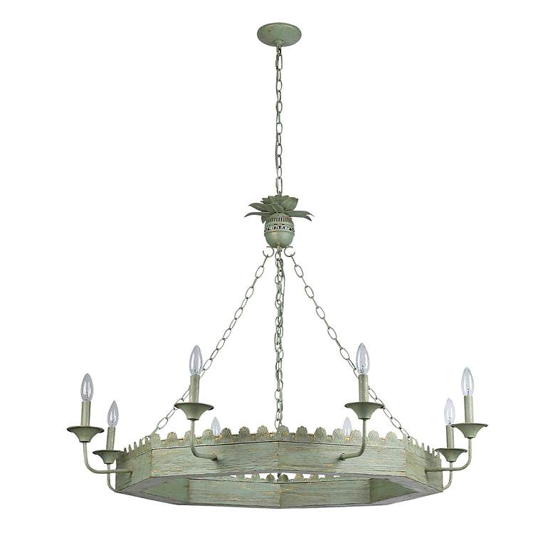 Image 2 Golden Lighting Finley 42" 8-Light Vintage Sage Candelabra Chandelier more views