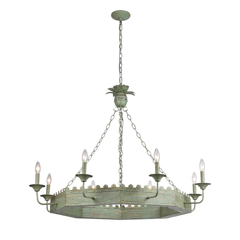 Image 3 Golden Lighting Finley 42" 8-Light Vintage Sage Candelabra Chandelier more views