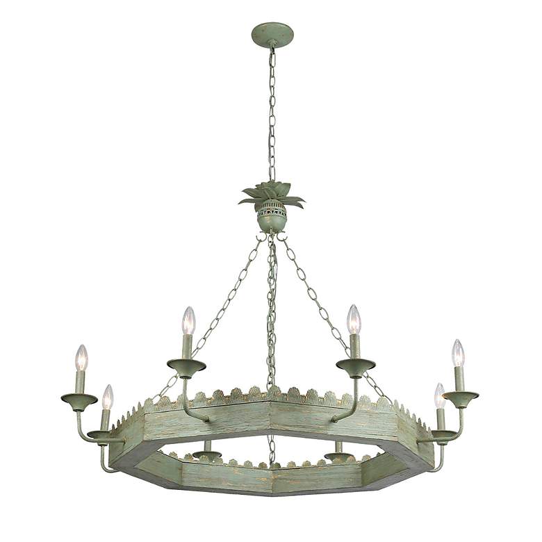 Image 4 Golden Lighting Finley 42" 8-Light Vintage Sage Candelabra Chandelier more views