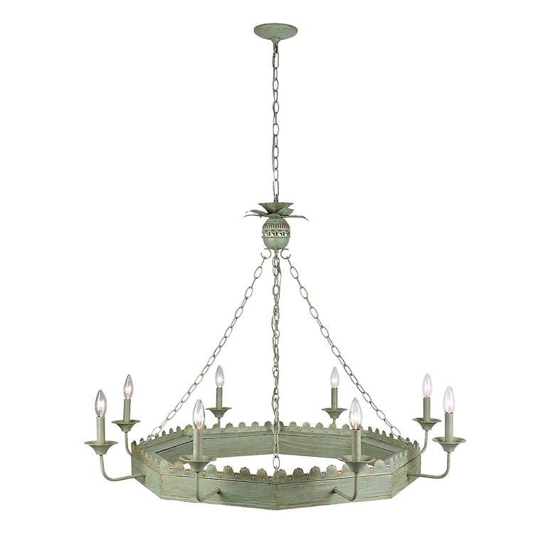 Image 5 Golden Lighting Finley 42" 8-Light Vintage Sage Candelabra Chandelier more views