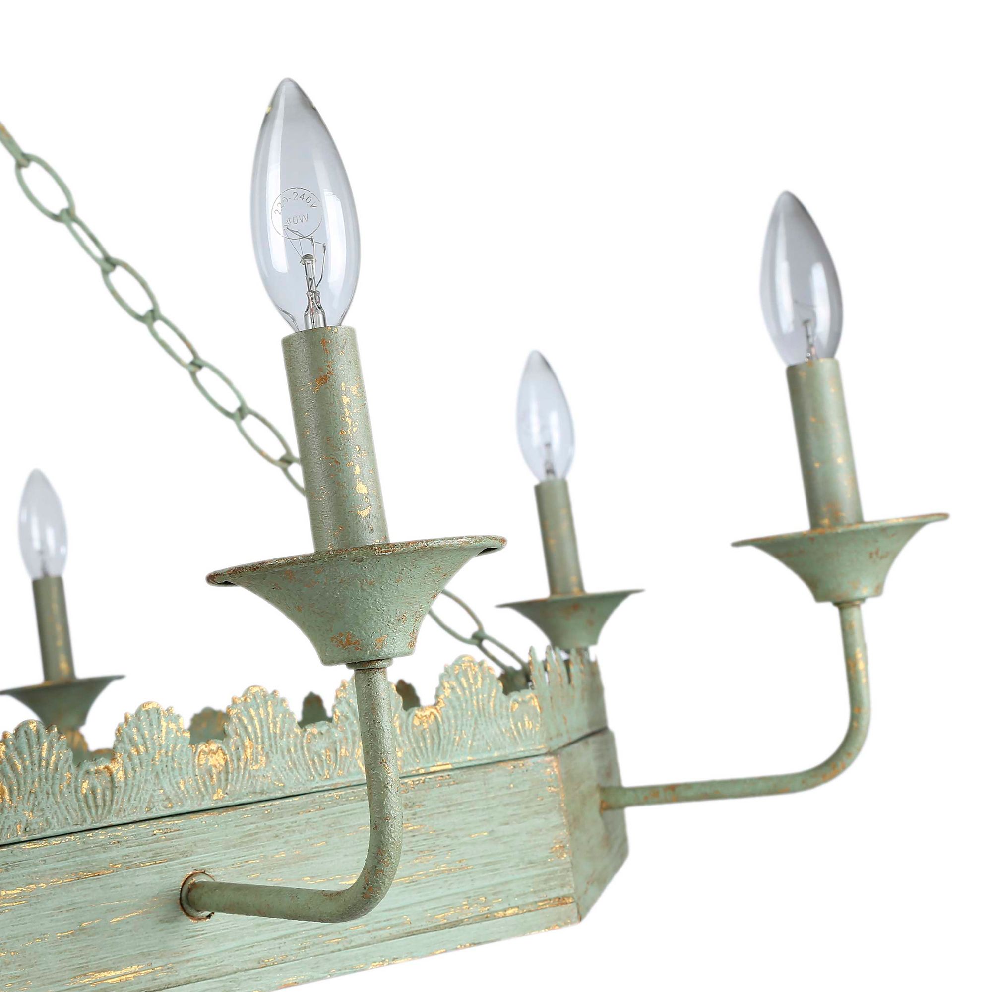 Golden Lighting Finley 42" 8-Light Vintage Sage Candelabra Chandelier