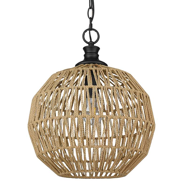 Image 1 Golden Lighting Florence 14" Wide Natural Raphia Rope Pendant