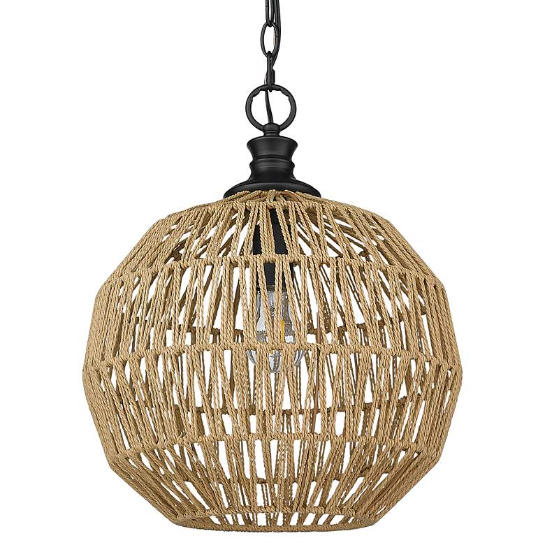 Image 1 Golden Lighting Florence 14 inch Wide Natural Raphia Rope Pendant