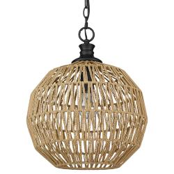 Golden Lighting Florence 14&quot; Wide Natural Raphia Rope Pendant