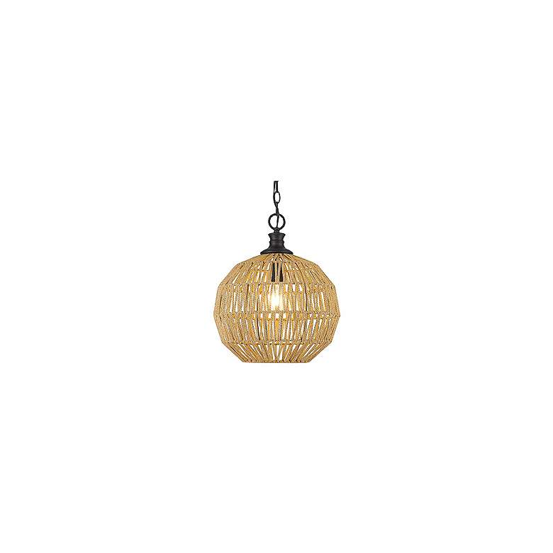 Image 5 Golden Lighting Florence 14 inch Wide Natural Raphia Rope Pendant more views