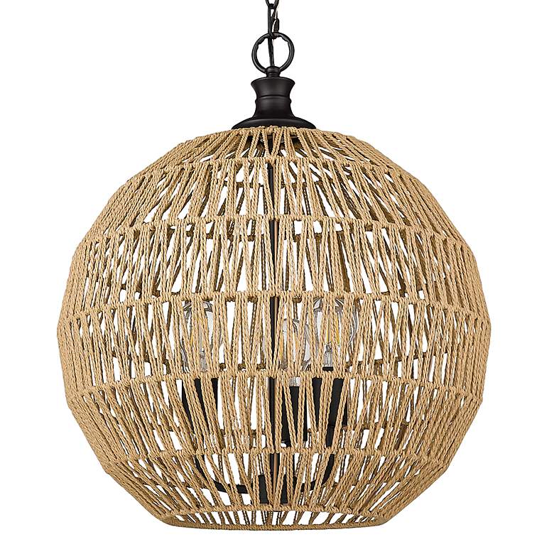 Image 3 Golden Lighting Florence 18 1/2" 3-Light Dome Natural Rope Pendant