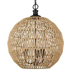 Golden Lighting Florence 18 1/2&quot; 3-Light Dome Natural Rope Pendant