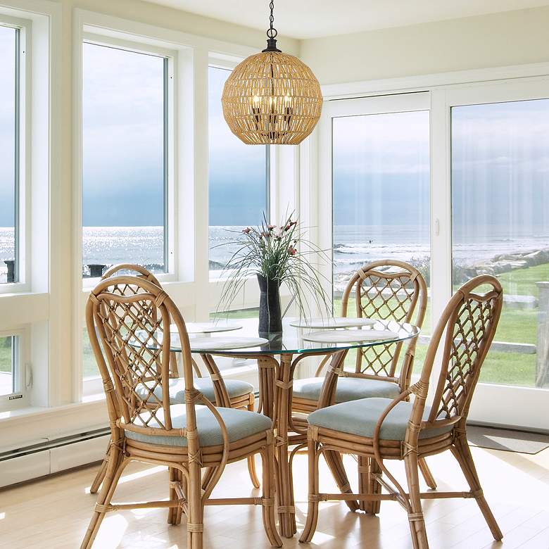 Image 7 Golden Lighting Florence 18 1/2" 3-Light Dome Natural Rope Pendant more views