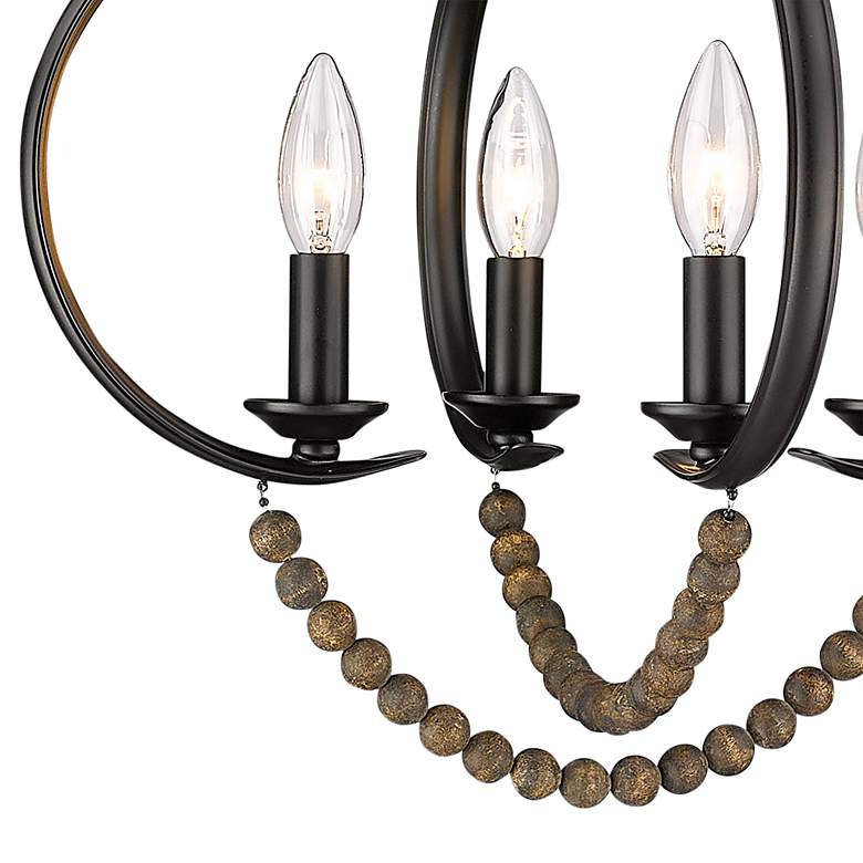 Image 3 Golden Lighting Flori 17" Wide Matte Black Wood Beads 4-Light Pendant more views