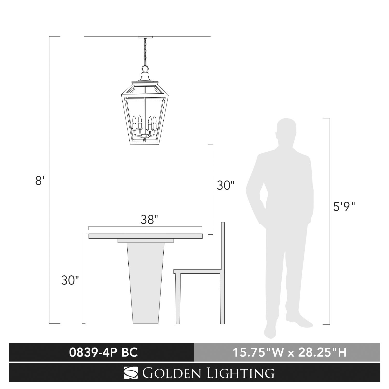 Golden Lighting Haiden 15 3/4" 4-Light Burnished Chestnut Wood Pendant in scene