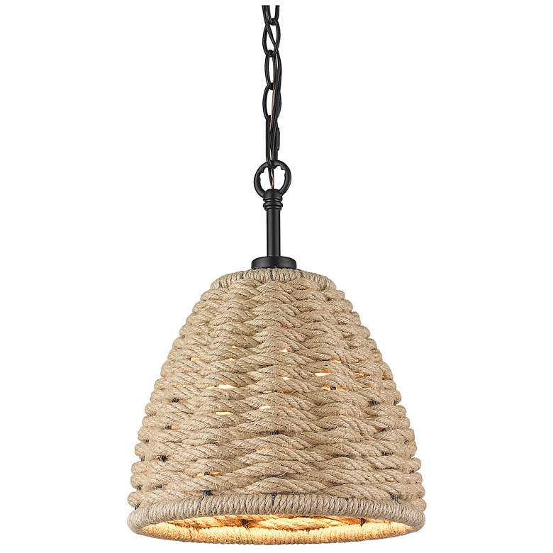 Image 2 Golden Lighting Hathaway 10 1/4 inch Wide Matte Black Basket Mini Pendant