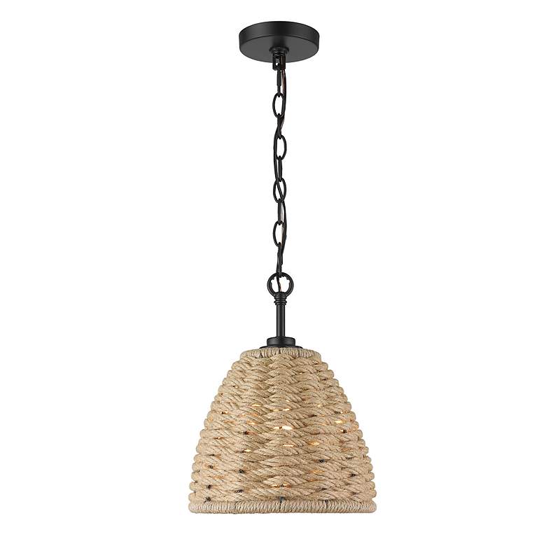 Image 3 Golden Lighting Hathaway 10 1/4 inch Wide Matte Black Basket Mini Pendant more views