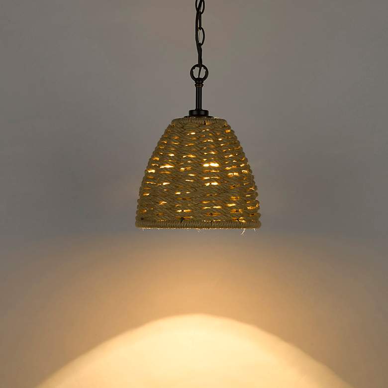 Image 5 Golden Lighting Hathaway 10 1/4" Wide Matte Black Basket Mini Pendant more views