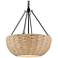 Golden Lighting Hathaway 20 1/4" Matte Black and Rope Basket Pendant