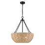 3_Golden Lighting Hathaway 20 1/4" Matte Black and Rope Basket Pendant more views