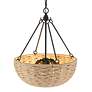 4_Golden Lighting Hathaway 20 1/4" Matte Black and Rope Basket Pendant more views