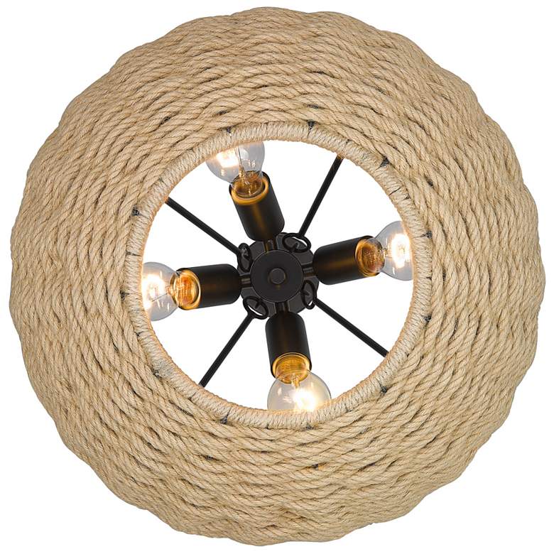 Image 6 Golden Lighting Hathaway 20 1/4" Matte Black and Rope Basket Pendant more views