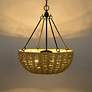 7_Golden Lighting Hathaway 20 1/4" Matte Black and Rope Basket Pendant more views