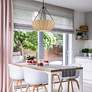 Golden Lighting Hathaway 20 1/4" Matte Black and Rope Basket Pendant