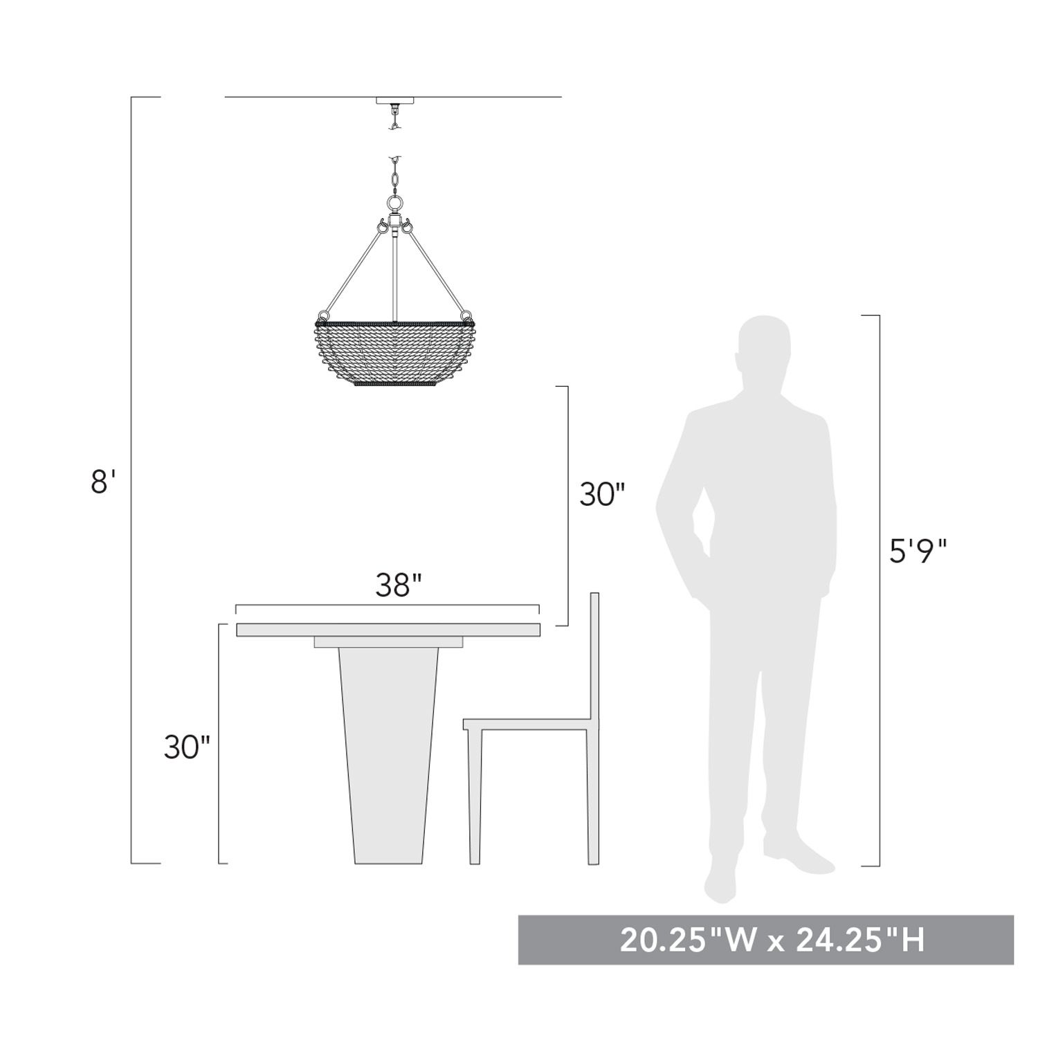 Golden Lighting Hathaway 20 1/4" Matte Black and Rope Basket Pendant