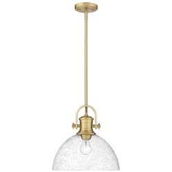 Golden Lighting Hines 13 1/2" Champagne Bronze and Glass Pendant Light