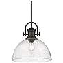1_Golden Lighting Hines 13 1/2" Rubbed Bronze eeded Glass Pendant Light