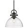 Golden Lighting Hines 13 1/2" Rubbed Bronze eeded Glass Pendant Light