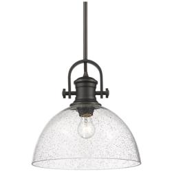 Golden Lighting Hines 13 1/2" Rubbed Bronze eeded Glass Pendant Light