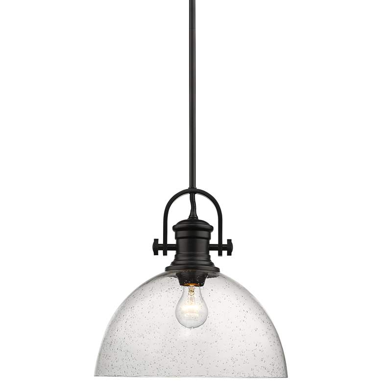 Image 2 Golden Lighting Hines 13 1/2" Wide Black and Glass Dome Pendant Light