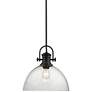 Golden Lighting Hines 13 1/2" Wide Black and Glass Dome Pendant Light